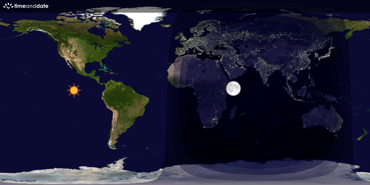 Verdenskart som viser dag og natt 