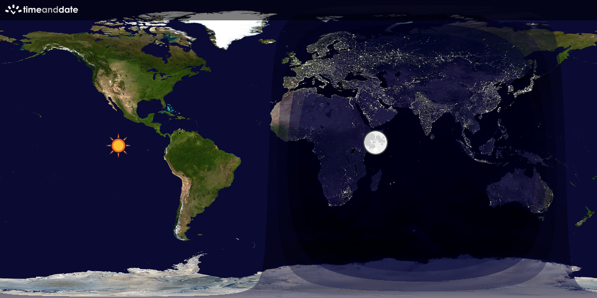 Verdenskart som viser dag og natt 