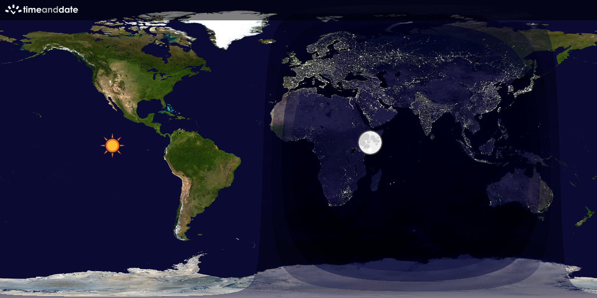 Verdenskart som viser dag og natt 