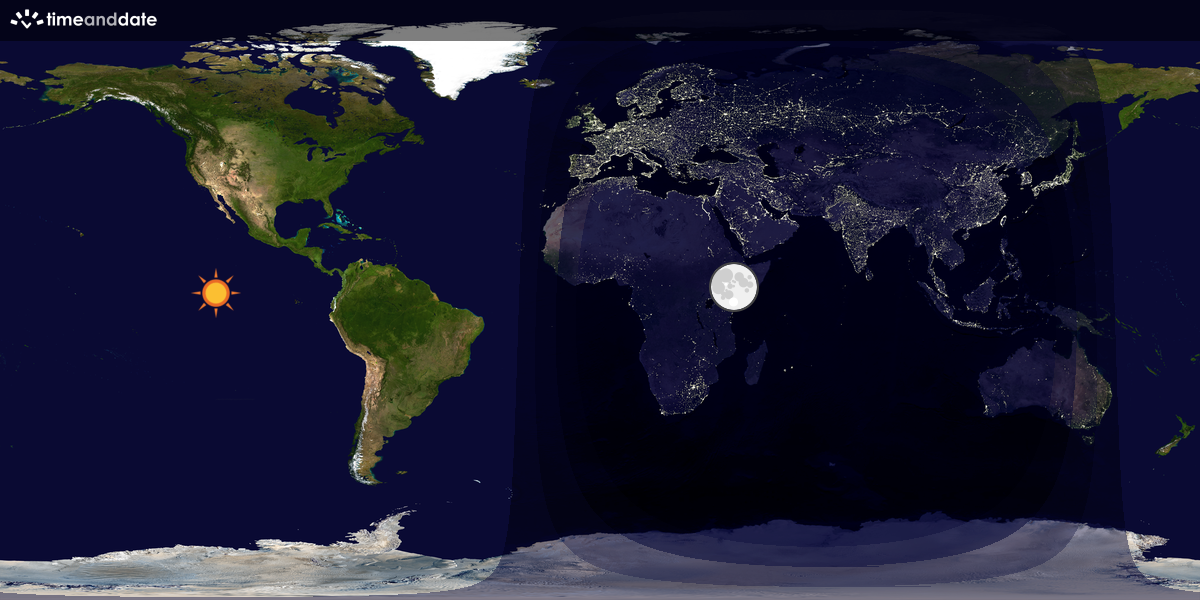 Verdenskart som viser dag og natt 