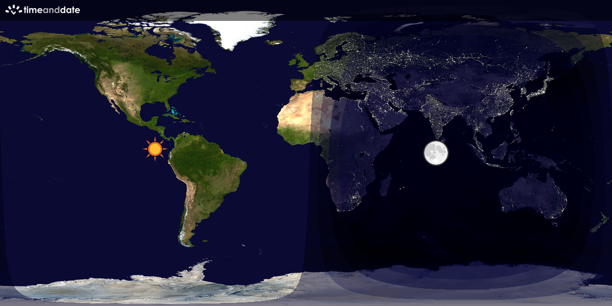 Verdenskart som viser dag og natt 