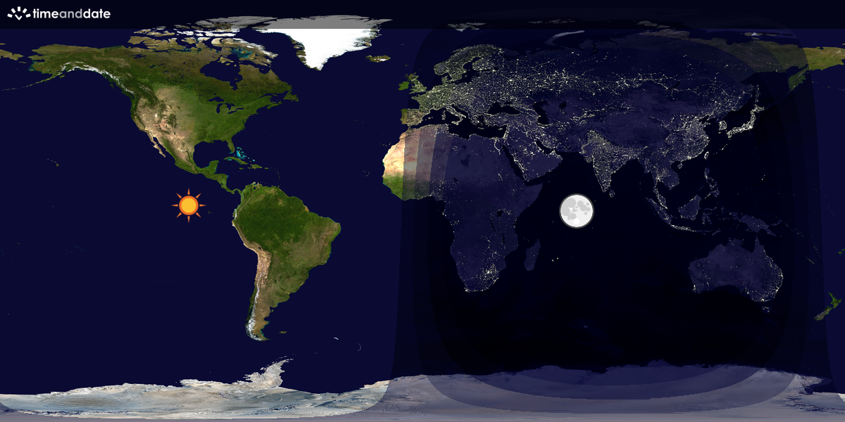 Verdenskart som viser dag og natt 