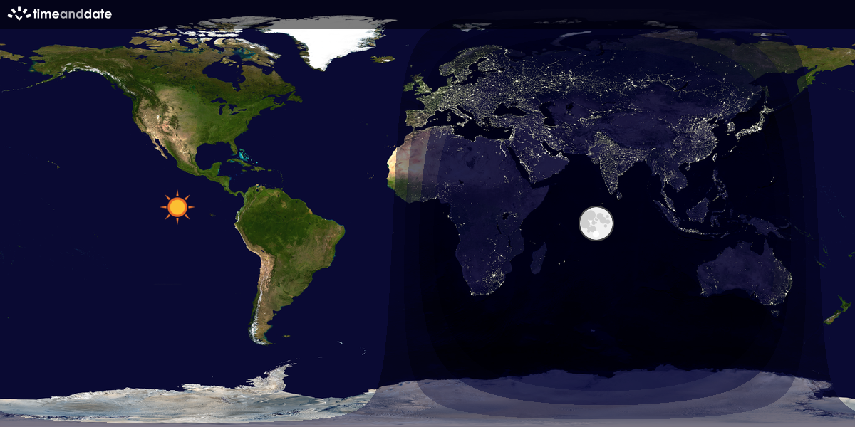 Verdenskart som viser dag og natt 