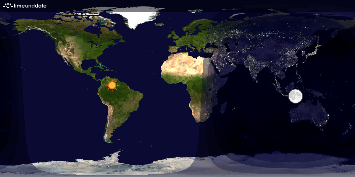 Verdenskart som viser dag og natt 