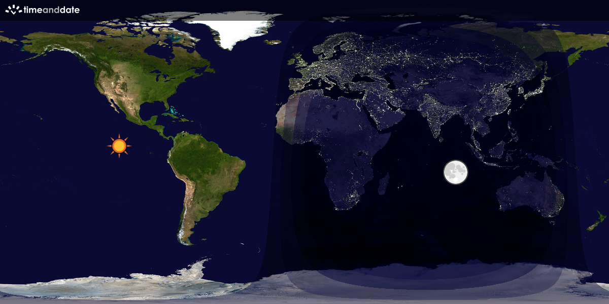Verdenskart som viser dag og natt 