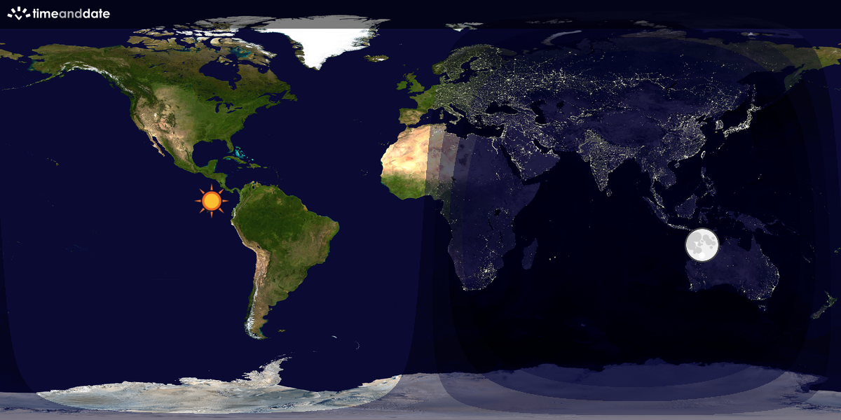 Verdenskart som viser dag og natt 