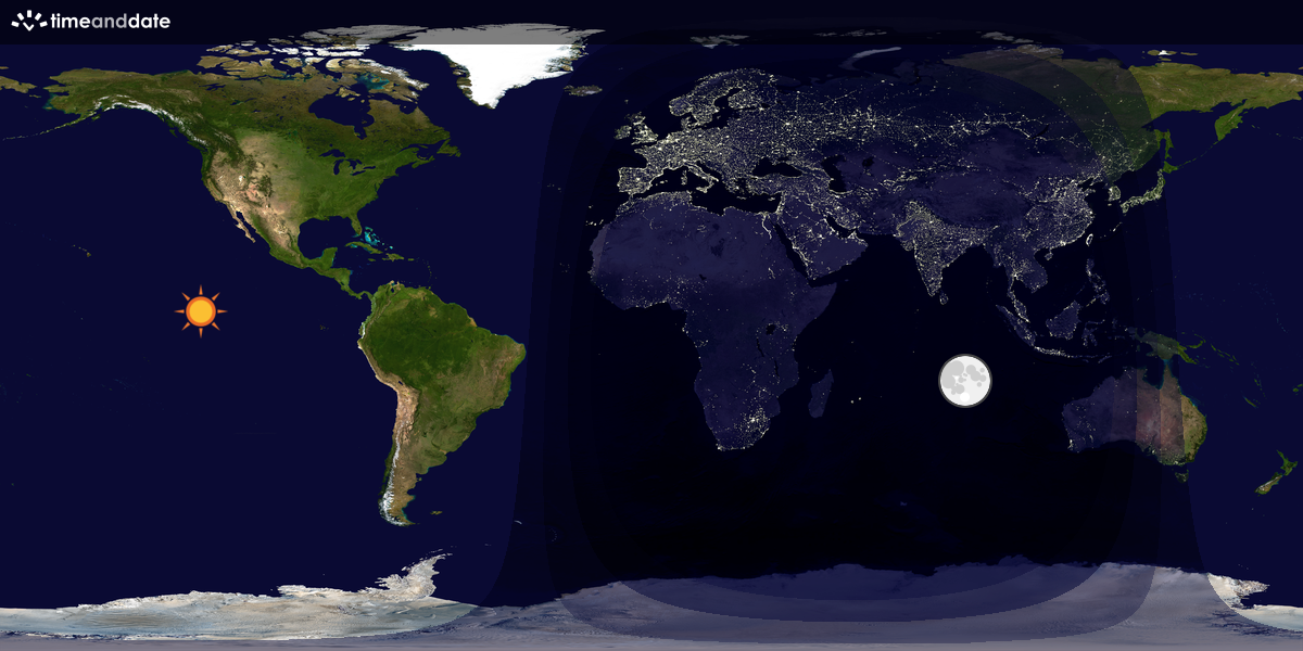 Verdenskart som viser dag og natt 