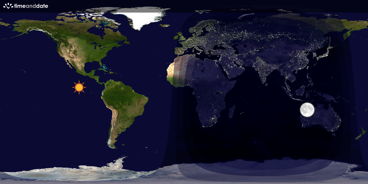 Verdenskart som viser dag og natt 
