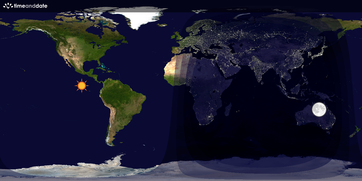 Verdenskart som viser dag og natt 