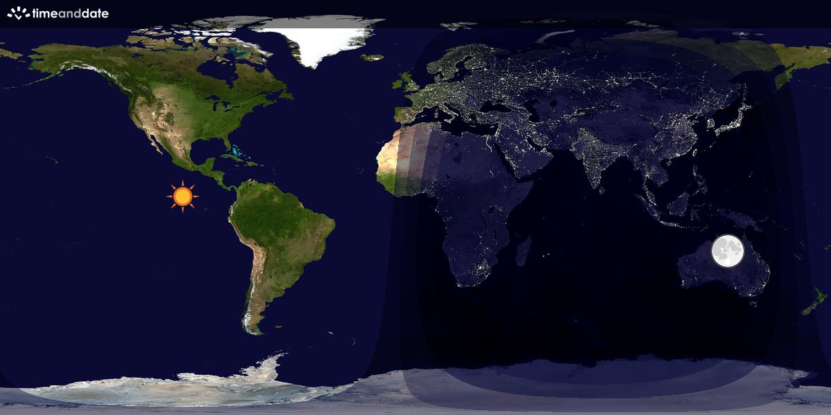 Verdenskart som viser dag og natt 