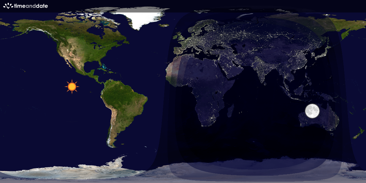Verdenskart som viser dag og natt 