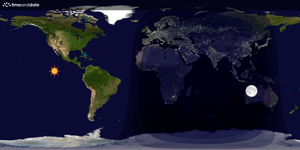 Verdenskart som viser dag og natt 