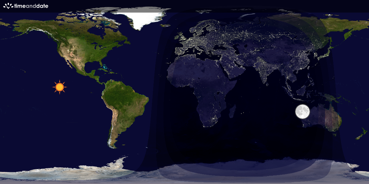 Verdenskart som viser dag og natt 