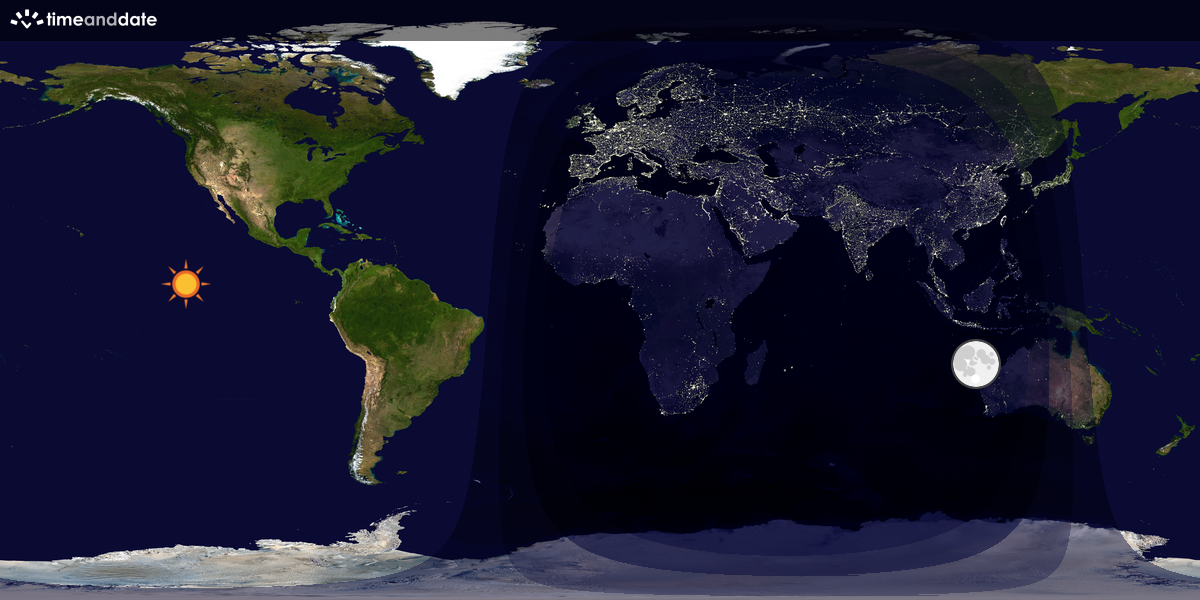Verdenskart som viser dag og natt 
