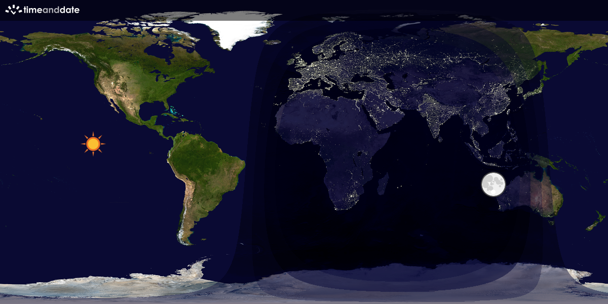Verdenskart som viser dag og natt 