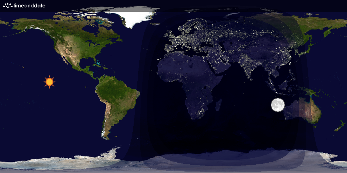 Verdenskart som viser dag og natt 
