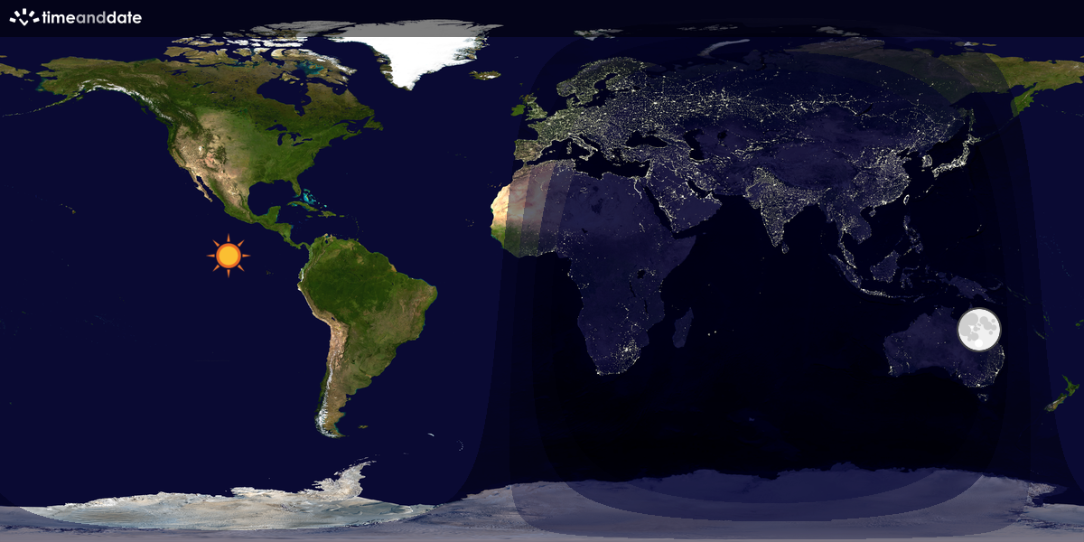 Verdenskart som viser dag og natt 