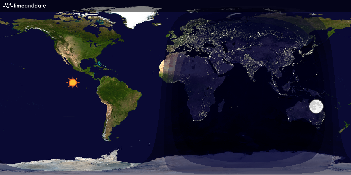 Verdenskart som viser dag og natt 
