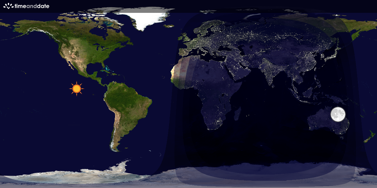 Verdenskart som viser dag og natt 