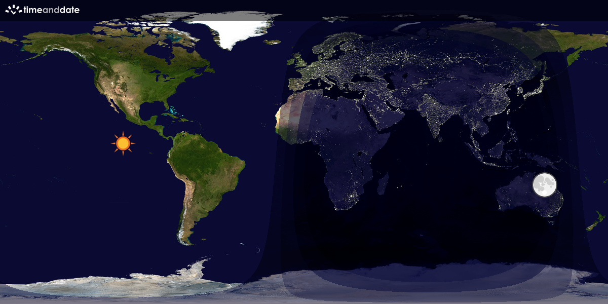 Verdenskart som viser dag og natt 