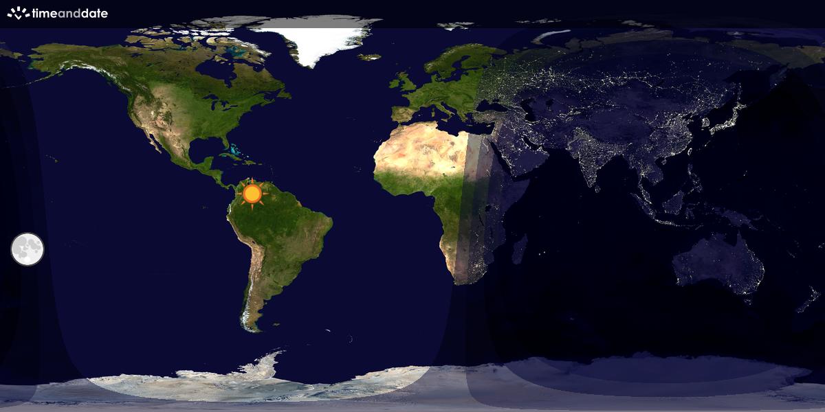 Verdenskart som viser dag og natt 