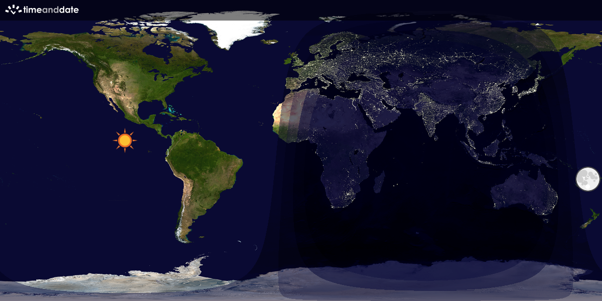 Verdenskart som viser dag og natt 