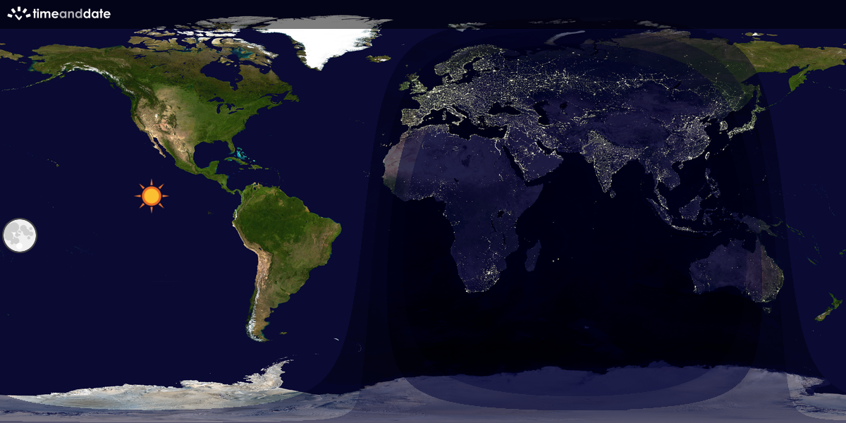 Verdenskart som viser dag og natt 