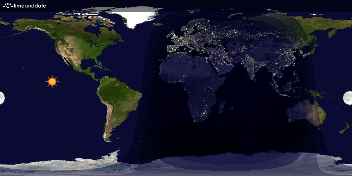 Verdenskart som viser dag og natt 