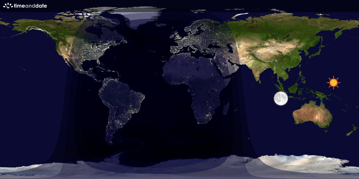 Verdenskart som viser dag og natt 