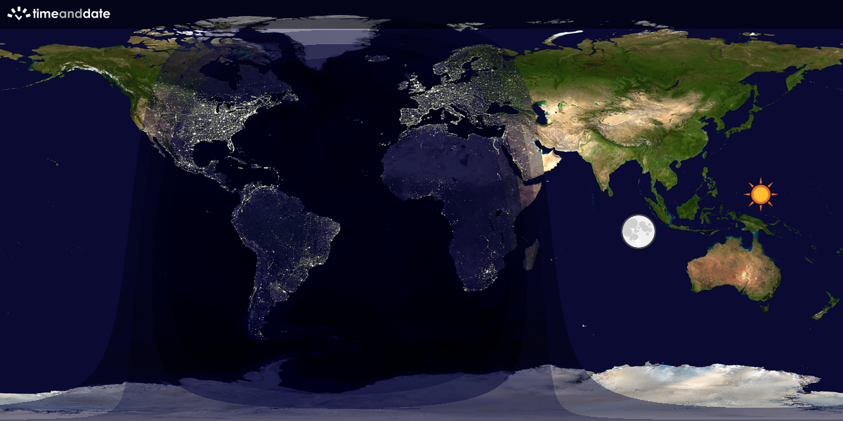 Verdenskart som viser dag og natt 