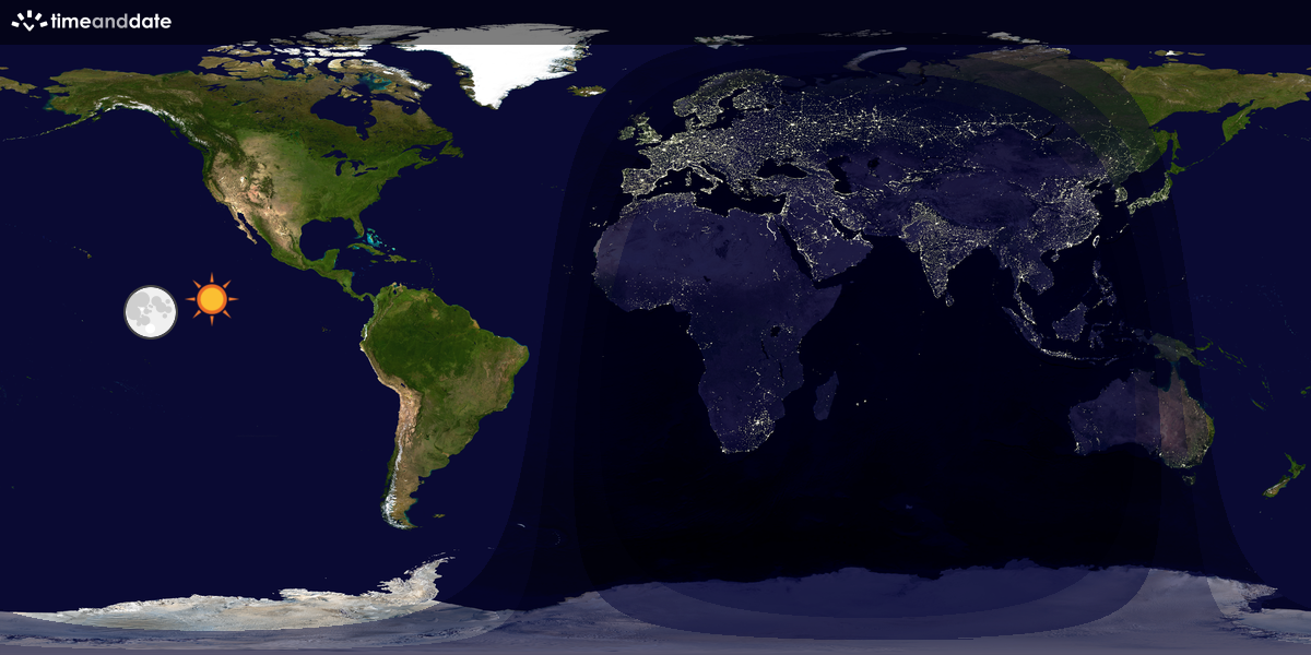 Verdenskart som viser dag og natt 