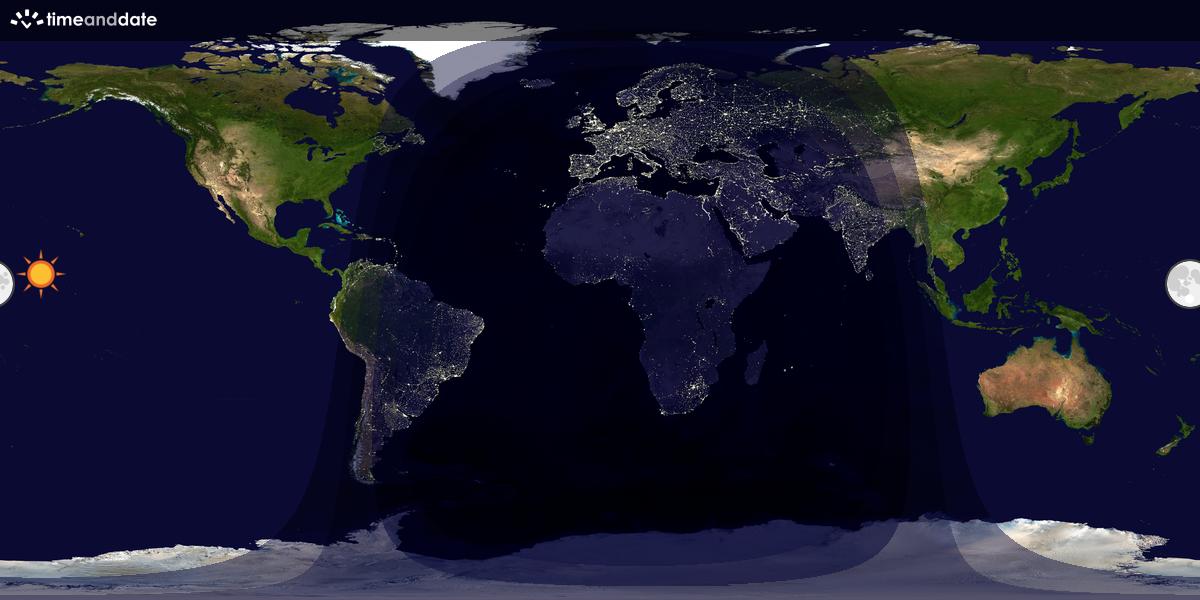 Verdenskart som viser dag og natt 