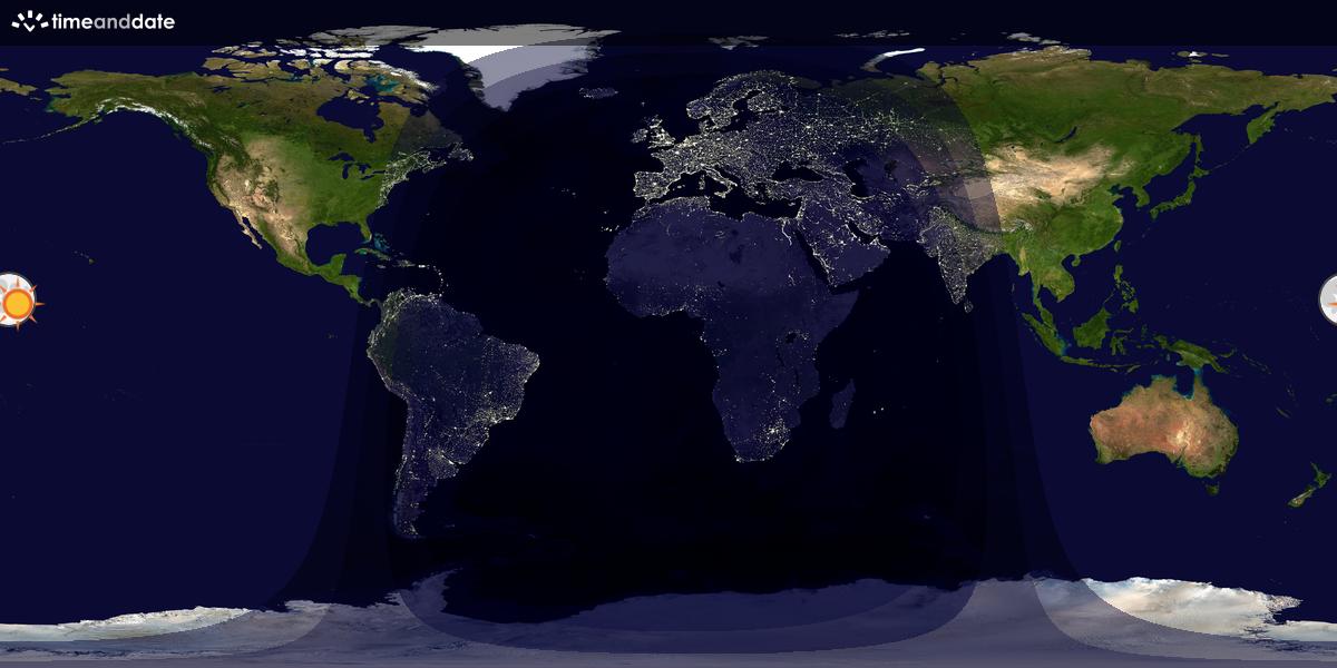 Verdenskart som viser dag og natt 