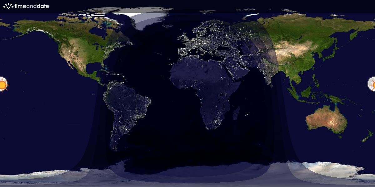 Verdenskart som viser dag og natt 