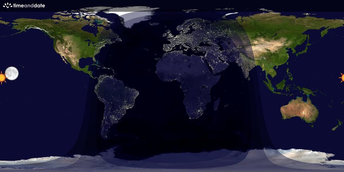 Verdenskart som viser dag og natt 