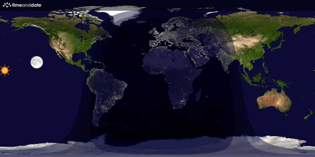 Verdenskart som viser dag og natt 