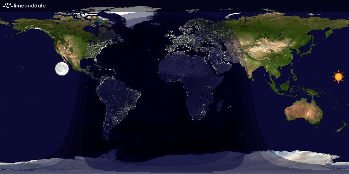 Verdenskart som viser dag og natt 