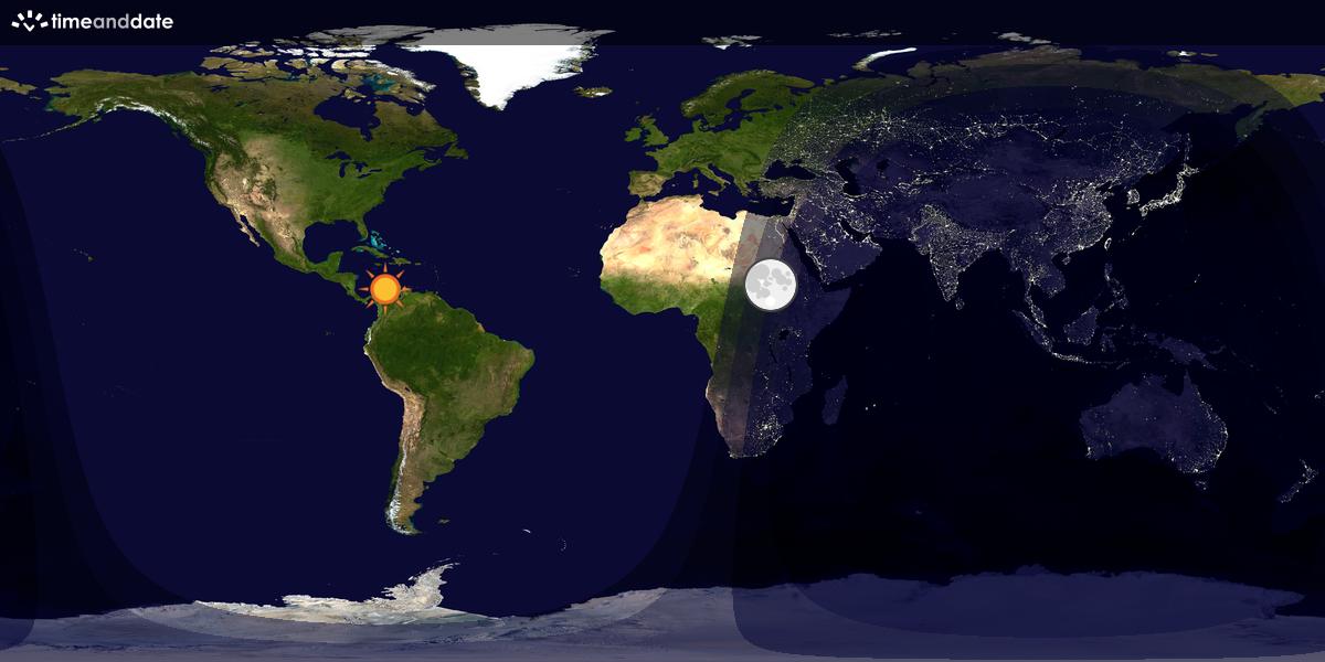 Verdenskart som viser dag og natt 