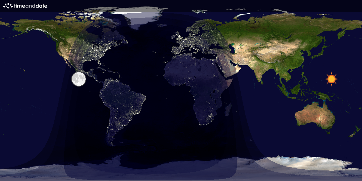 Verdenskart som viser dag og natt 