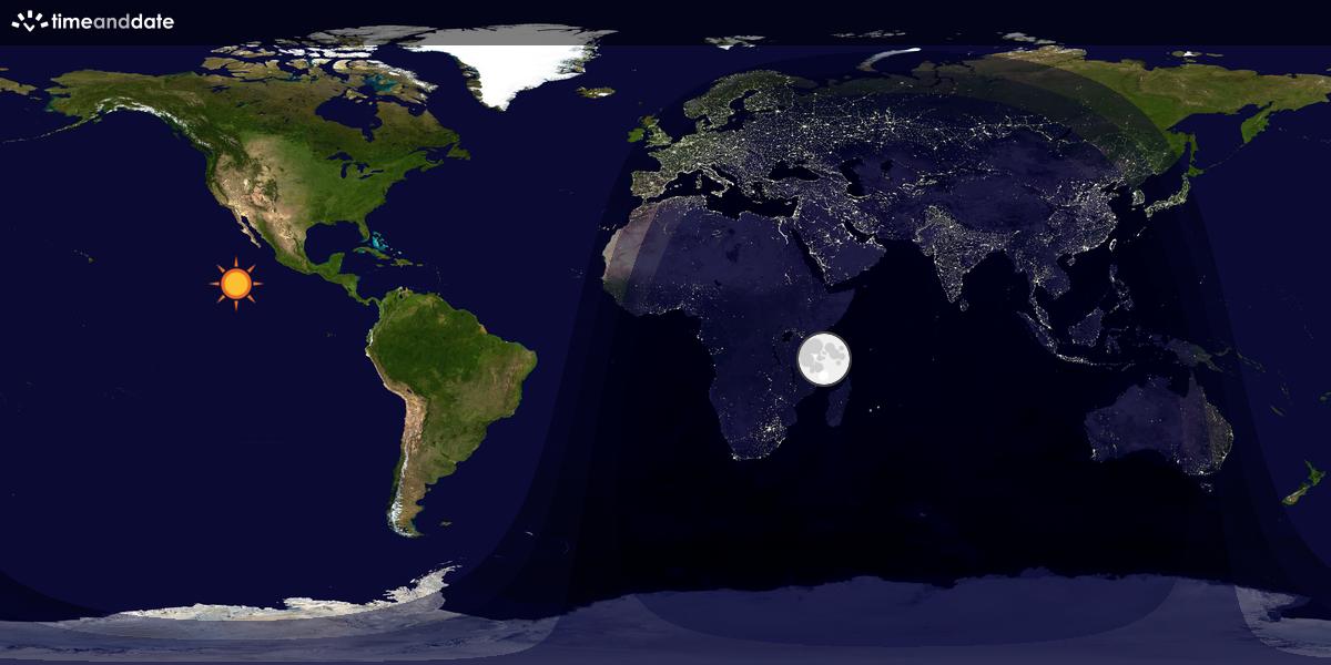 Verdenskart som viser dag og natt 