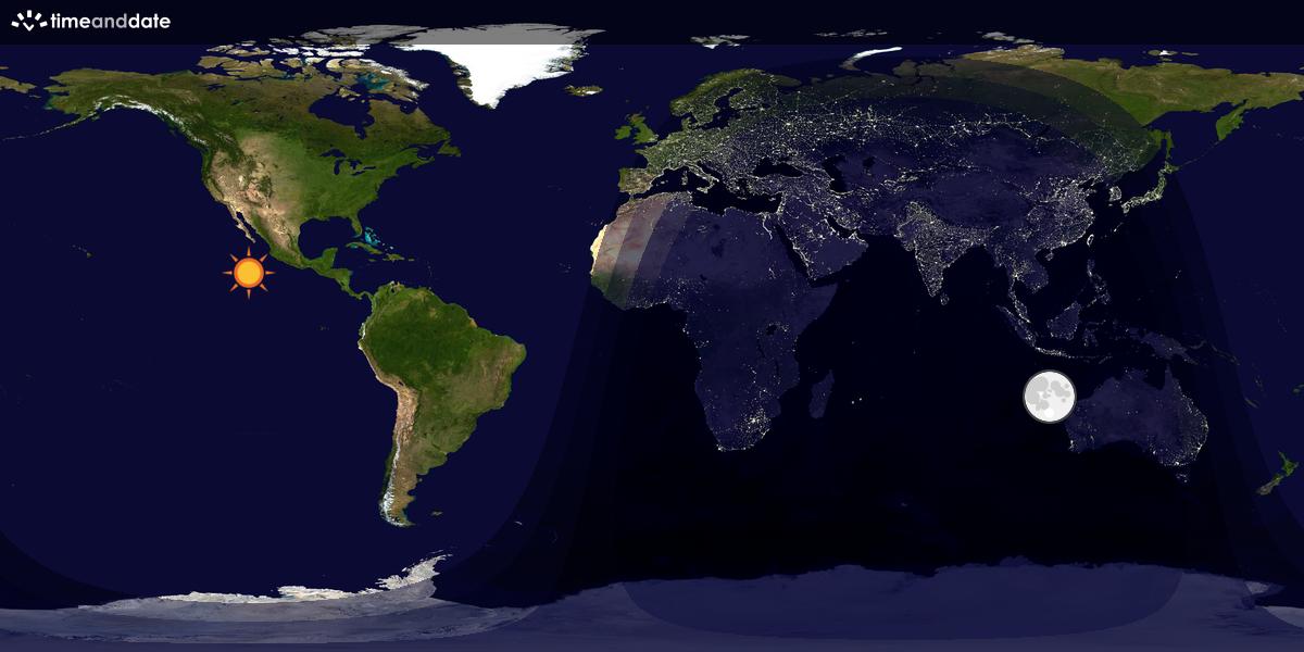 Verdenskart som viser dag og natt 