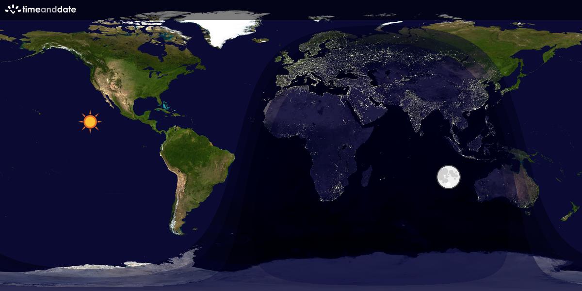 Verdenskart som viser dag og natt 