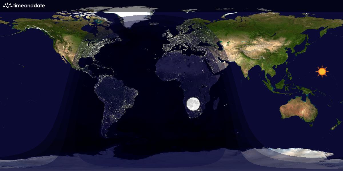 Verdenskart som viser dag og natt 