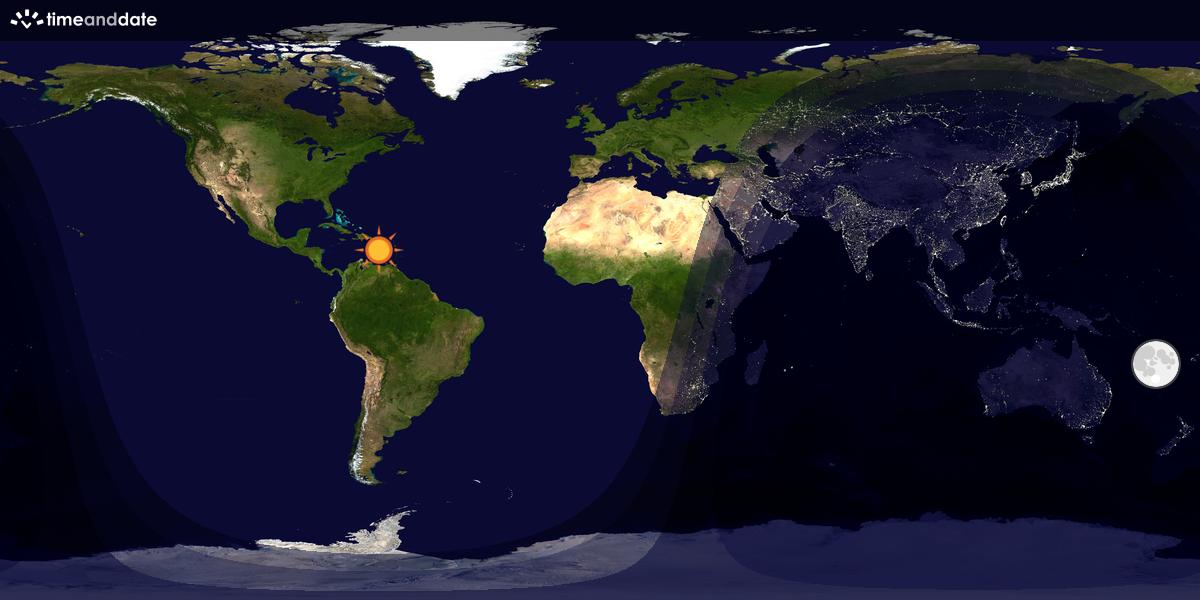 Verdenskart som viser dag og natt 