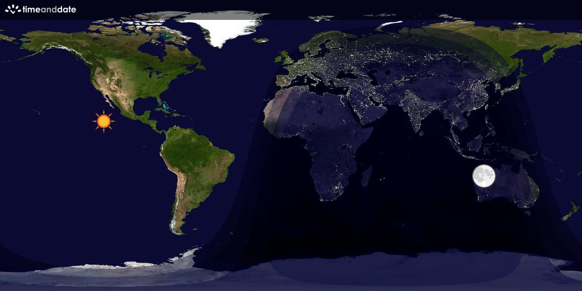 Verdenskart som viser dag og natt 