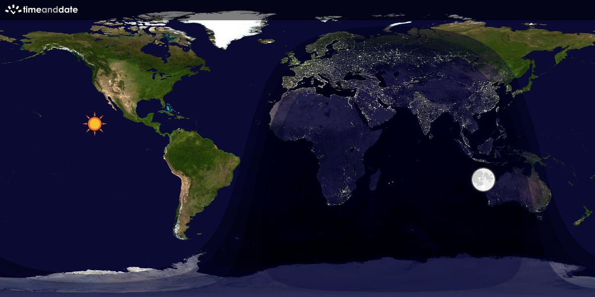 Verdenskart som viser dag og natt 
