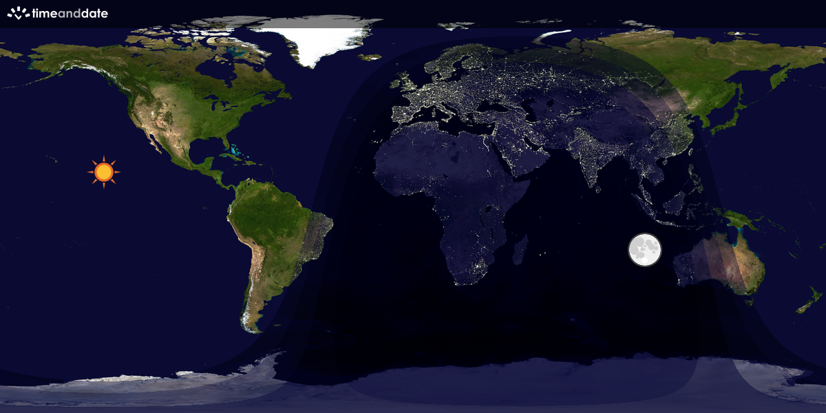 Verdenskart som viser dag og natt 