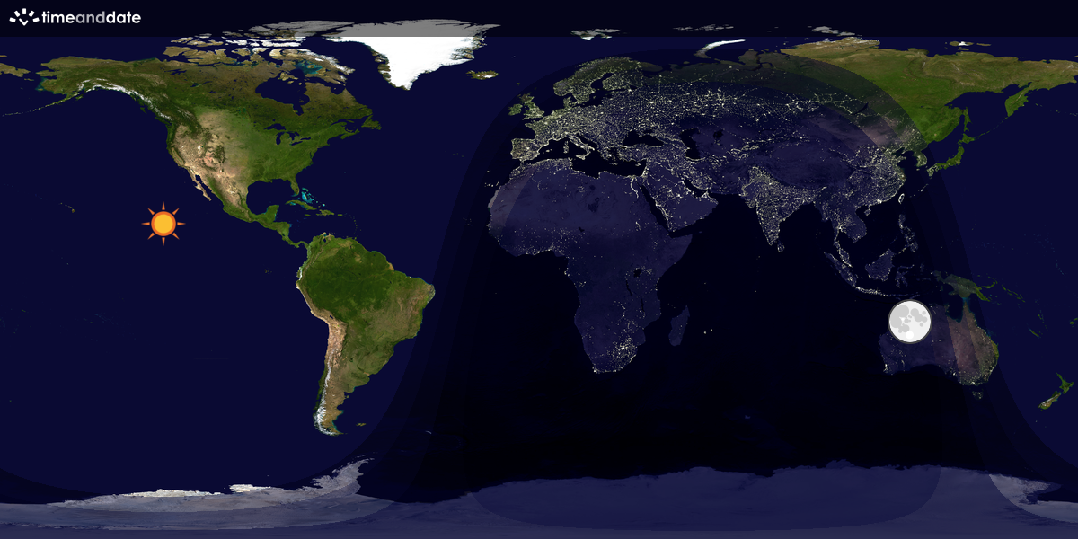 Verdenskart som viser dag og natt 