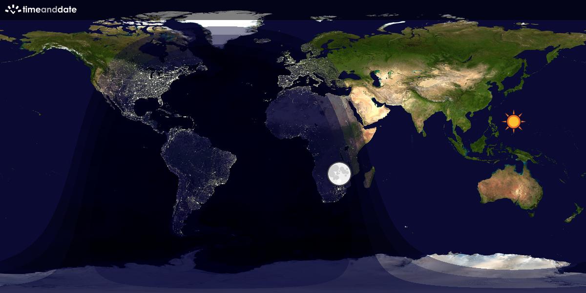 Verdenskart som viser dag og natt 