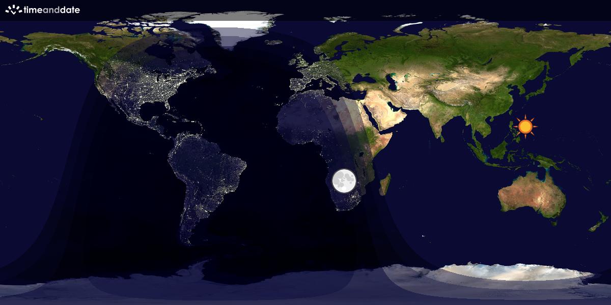 Verdenskart som viser dag og natt 